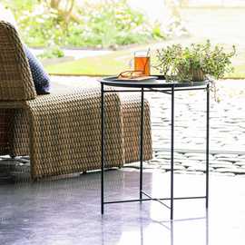 Habitat Pula Folding Metal Garden Side Table - Black