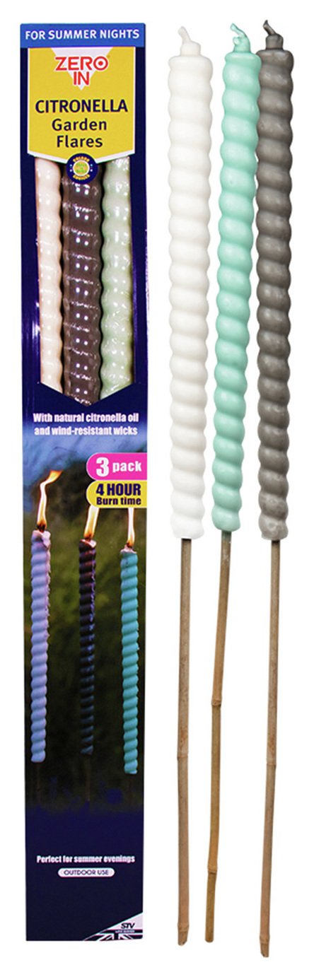Zero In Citronella Garden Flares - 3 Pack