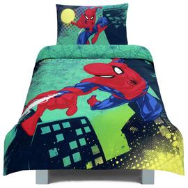 Disney Marvel Spiderman Green Kids Bedding Set - Single