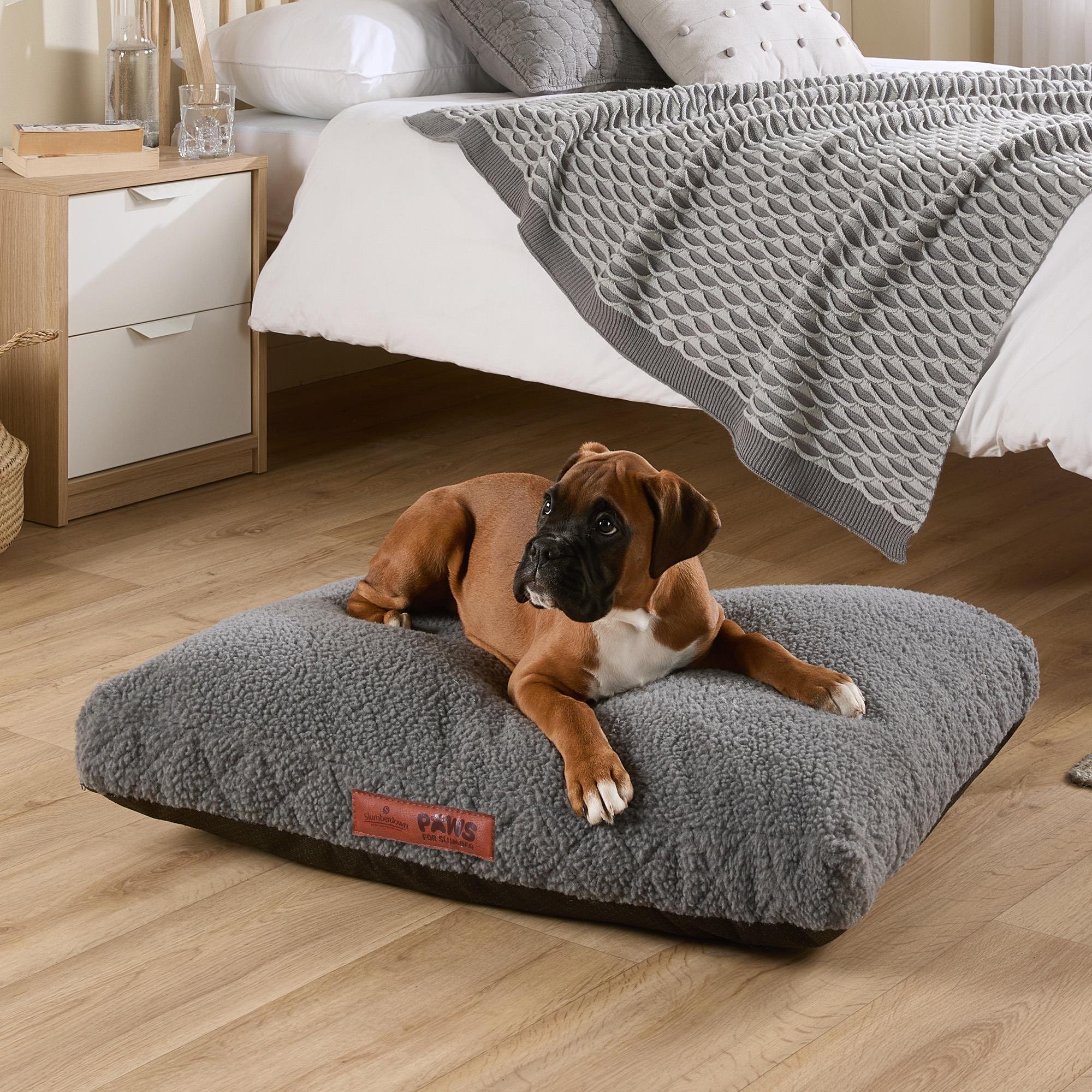 Paws For Slumber Sherpa Silver Pet Bed-Medium