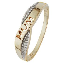 Moon & Back 9ct Gold Plated Silver Diamond Accent Mum Ring