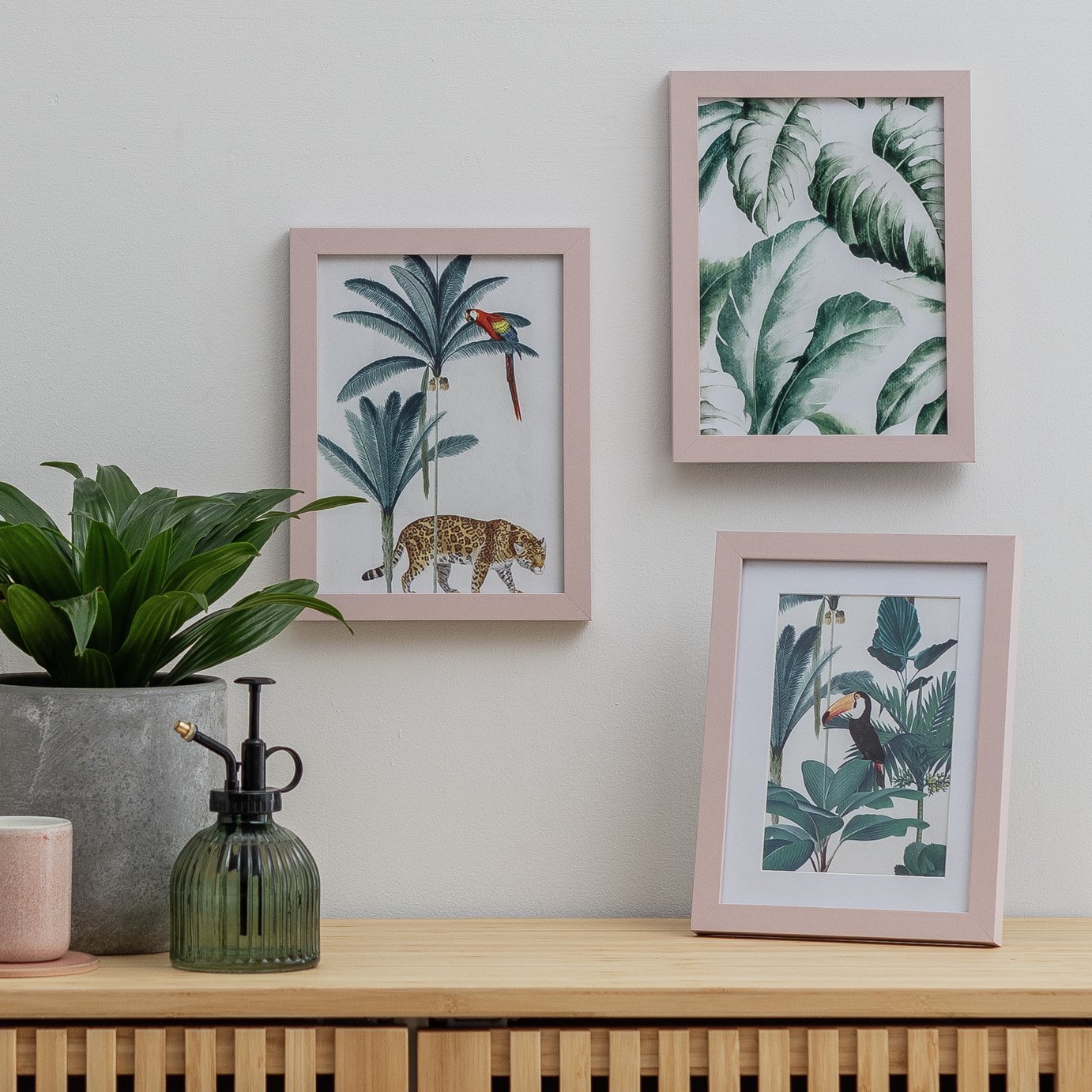 Habitat Pink Wooden 3 Pk Picture Frames - Mixed Sizes