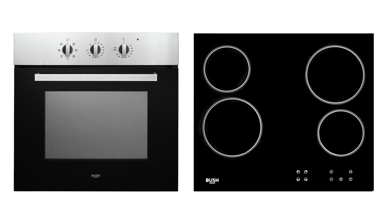 Bush BIBCP Built-In Single Electric Oven & Ceramic Hob Pack