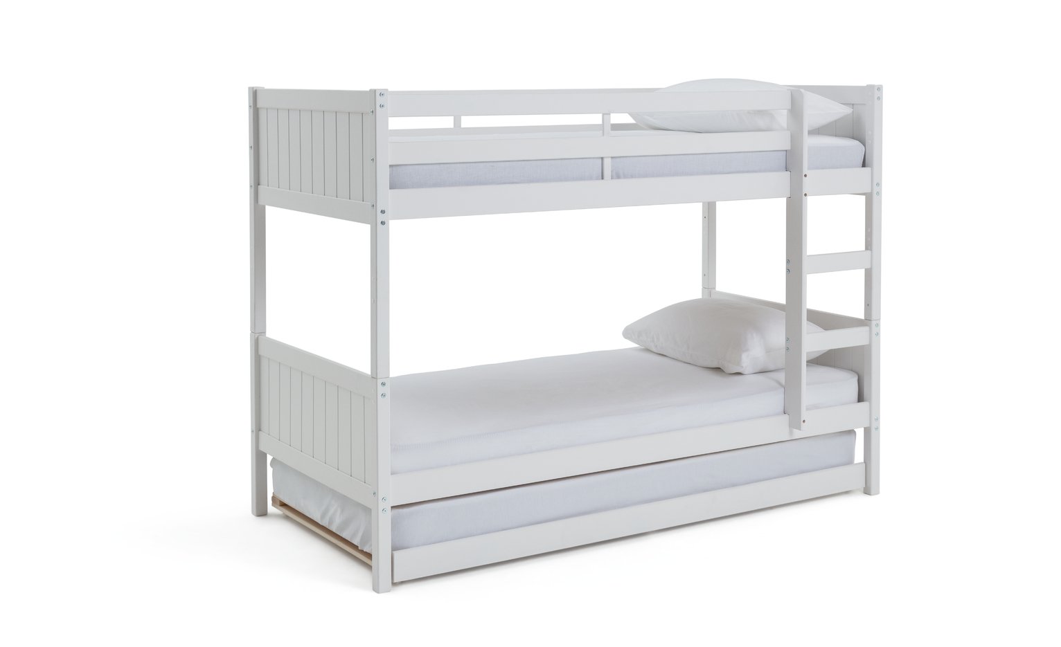Habitat Detachable Bunk Bed, Trundle & 3 Mattresses-White