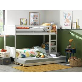 Habitat Detachable Bunk Bed, Trundle & 3 Mattresses-White