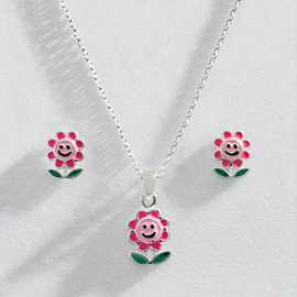 Revere Sterling Silver Daisy Flower Earring And Necklace Set