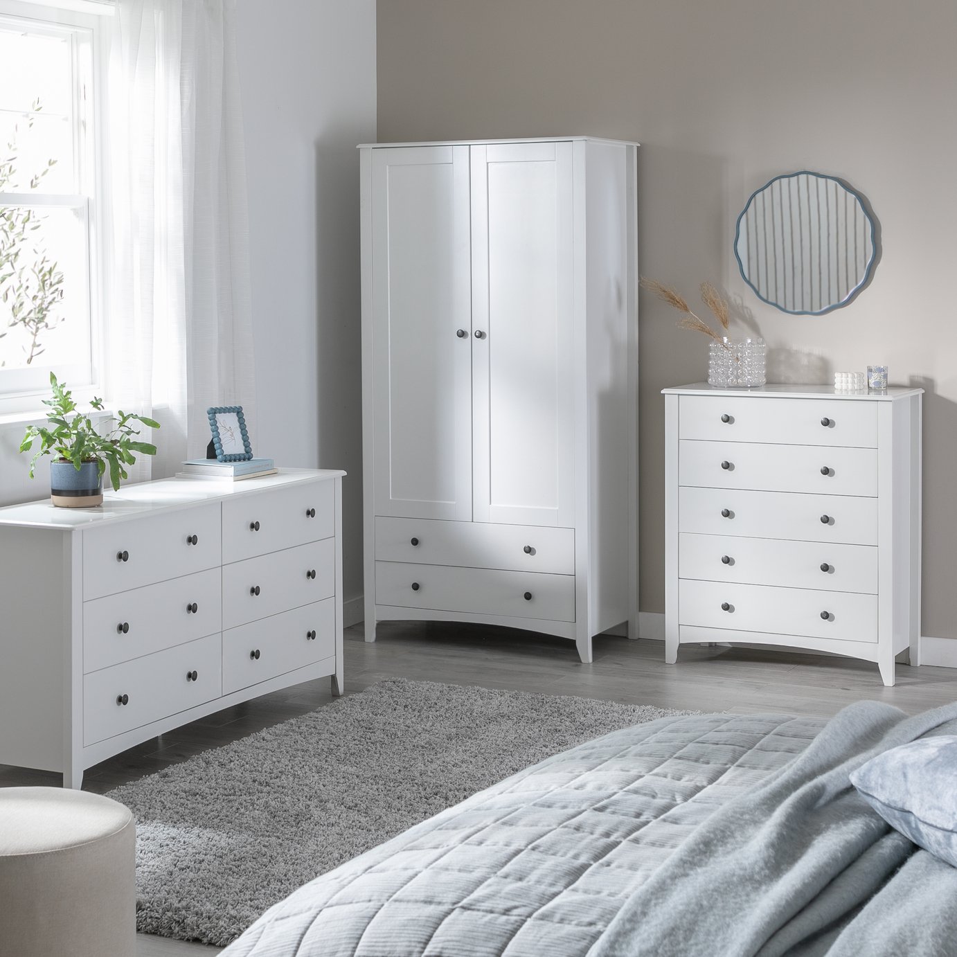 Argos Home Minato 3 Piece 2 Door Wardrobe Set - White