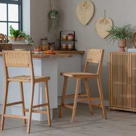 Habitat Faro Pair of Woven Oak Bar Stools - Natural