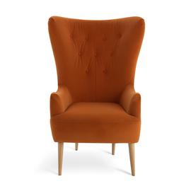 Habitat Vito Velvet Wingback Chair - Orange