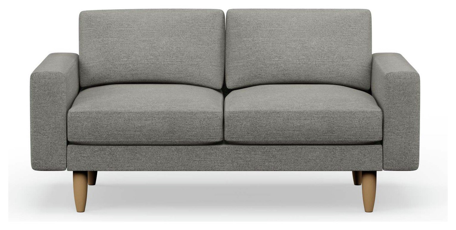 Hutch Fabric Block Arm 2 Seater Sofa - Dove Grey