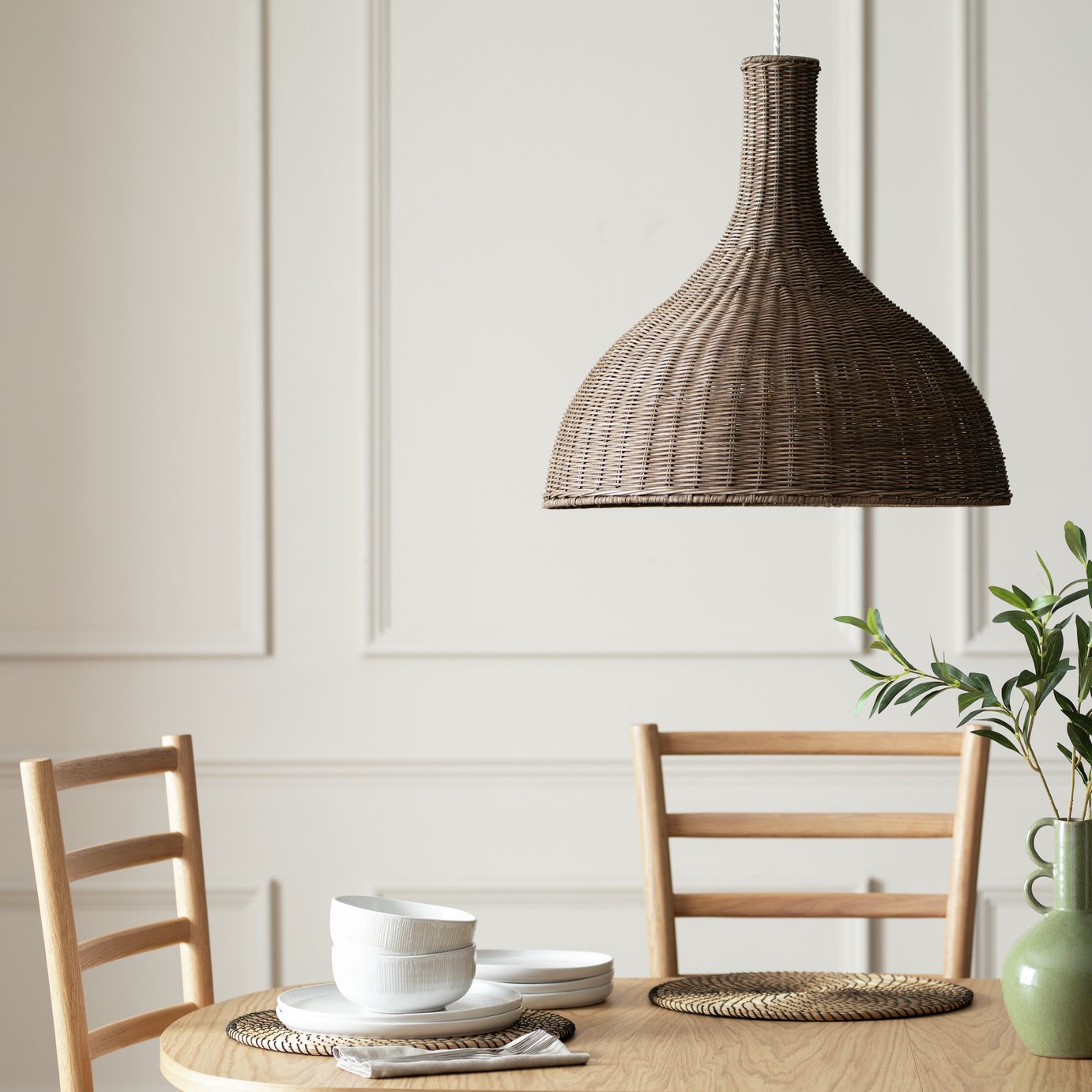 Habitat Wicker Pear Natural Easy Fit Lampshade - 51cm