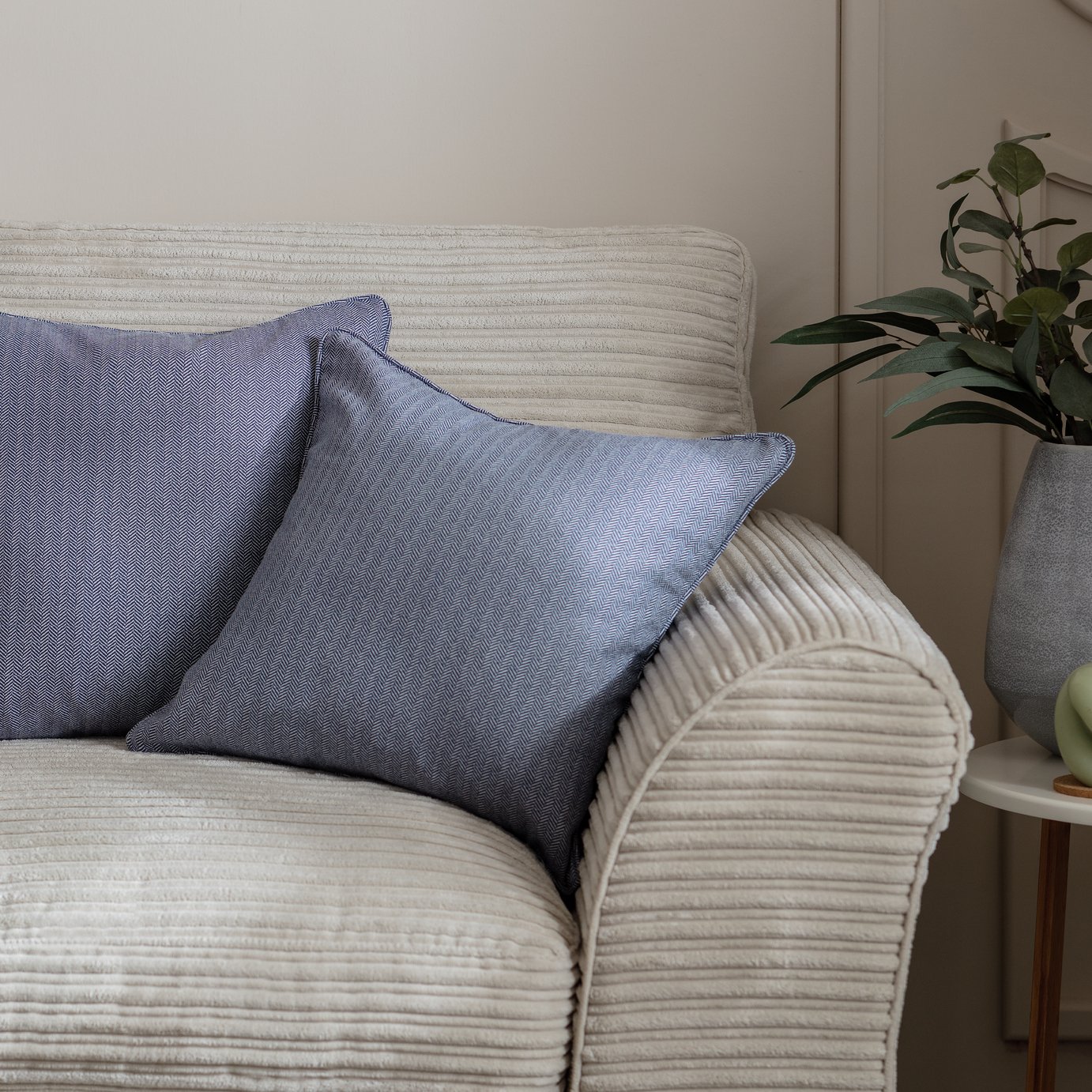 Habitat Herringbone Cushion Cover - 2 Pack - Blue