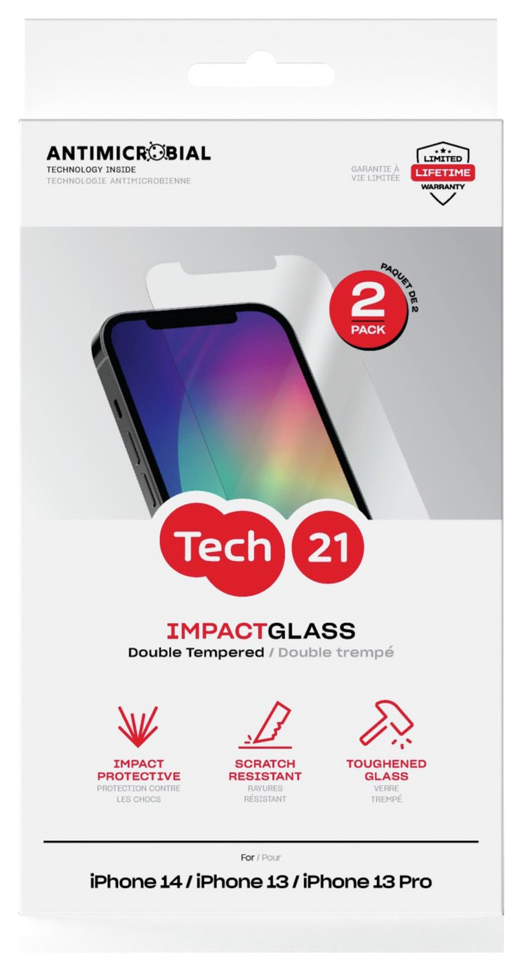 Tech21 iPhone 14 Glass Screen Protector Twinpack