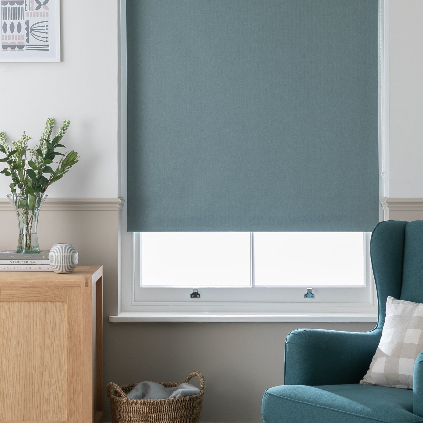 Habitat Herringbone Blackout Grey Roller Blind
