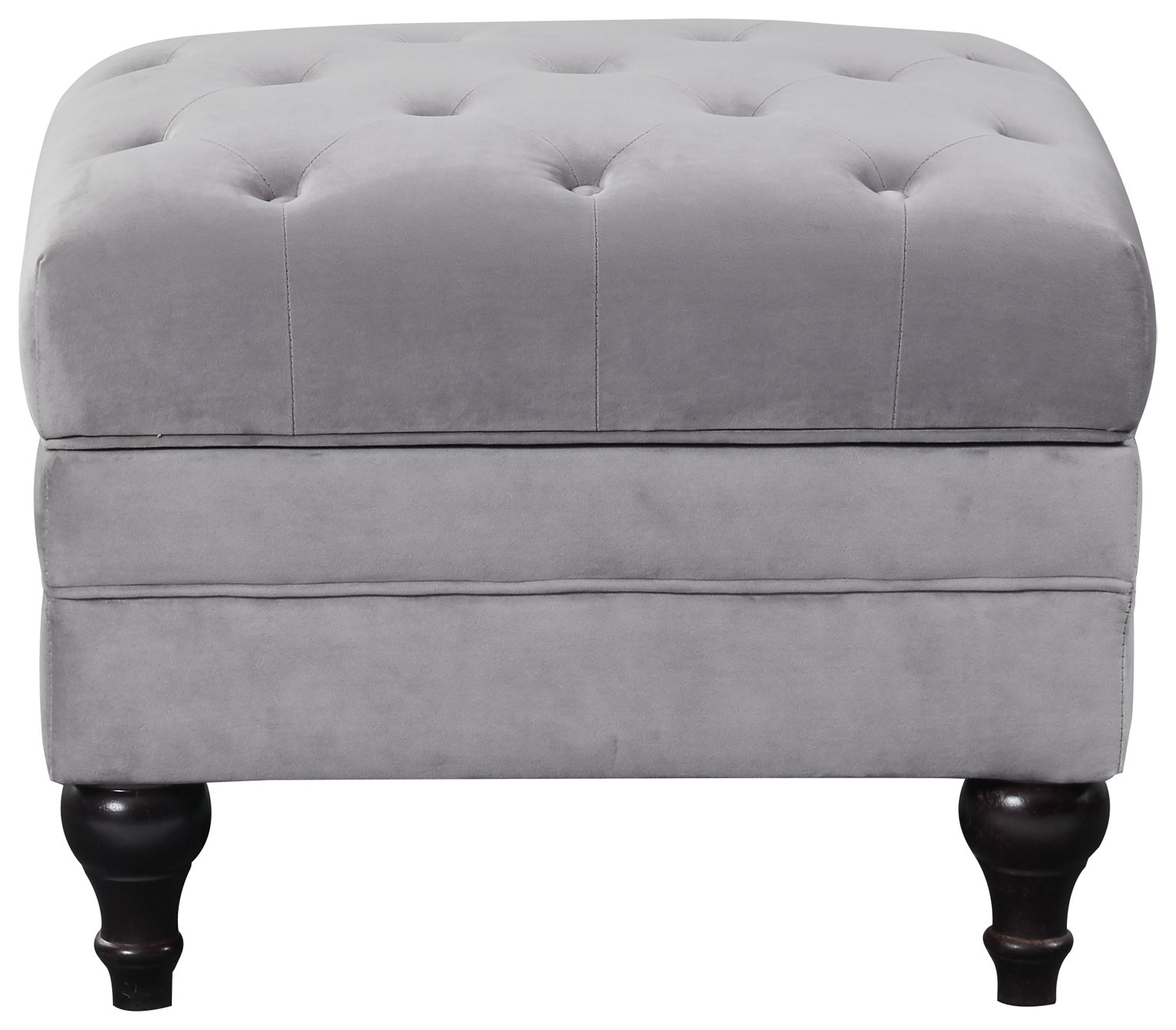 Habitat Chesterfield Velvet Storage Footstool - Light Grey