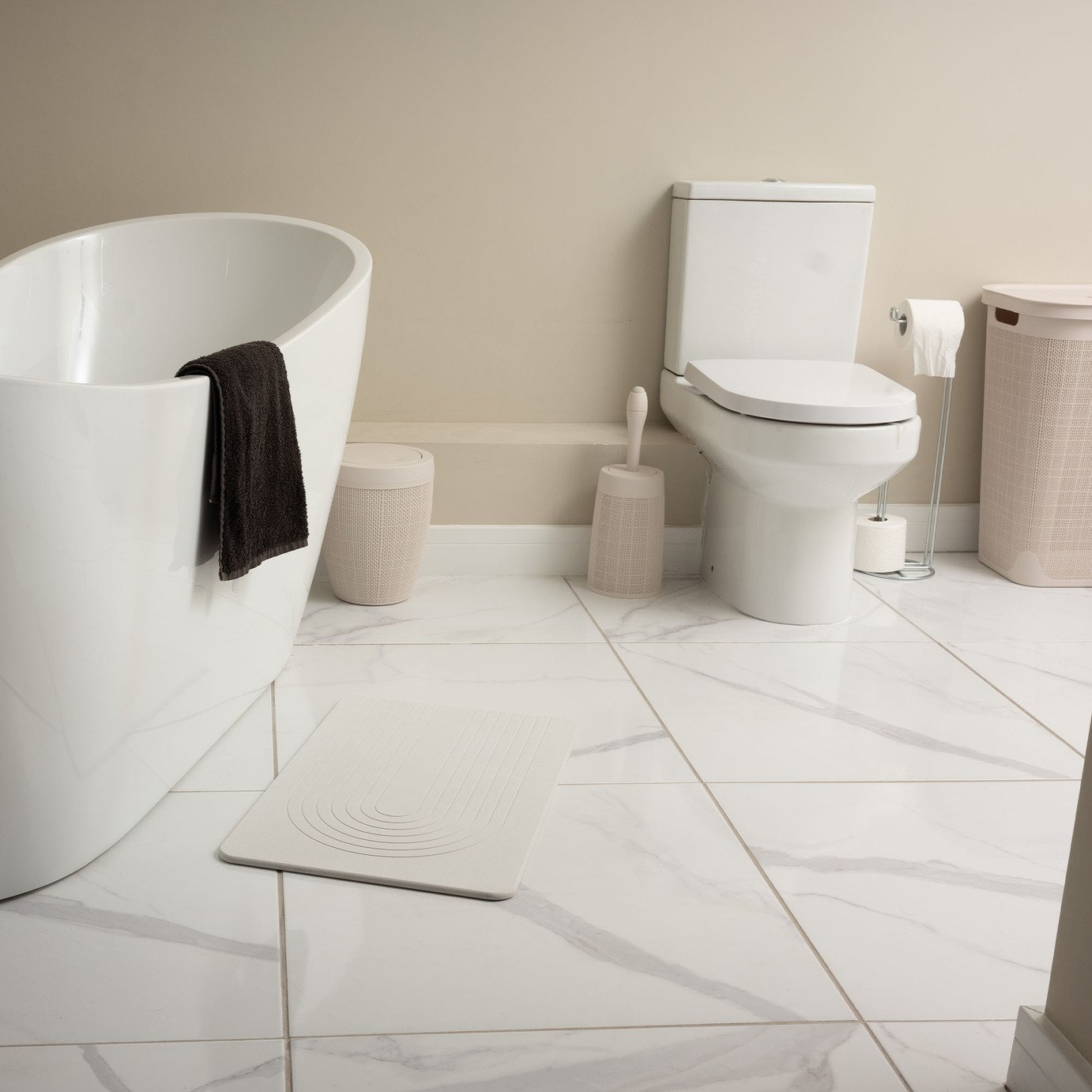 Addis Functional Diatomite Quick Dry Bath Mat - White