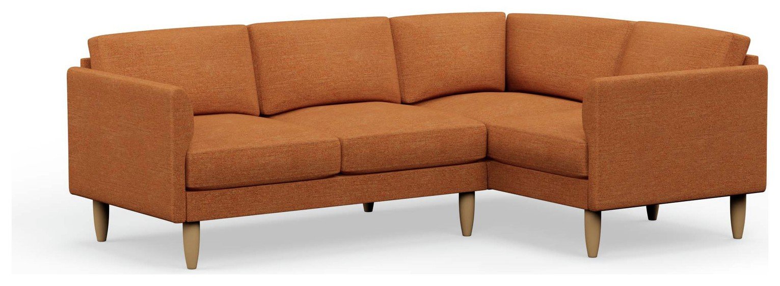 Hutch Fabric Curve Arm 4 Seater Corner Sofa - Rust