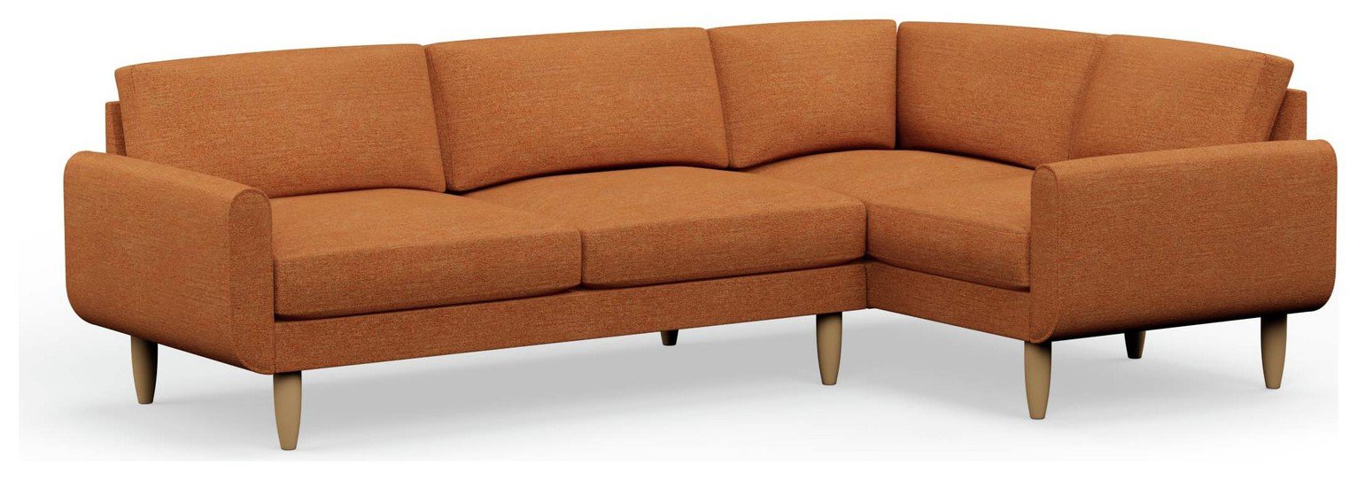 Hutch Slim Reversible Round Arm 5 Seater Sofa - Rust