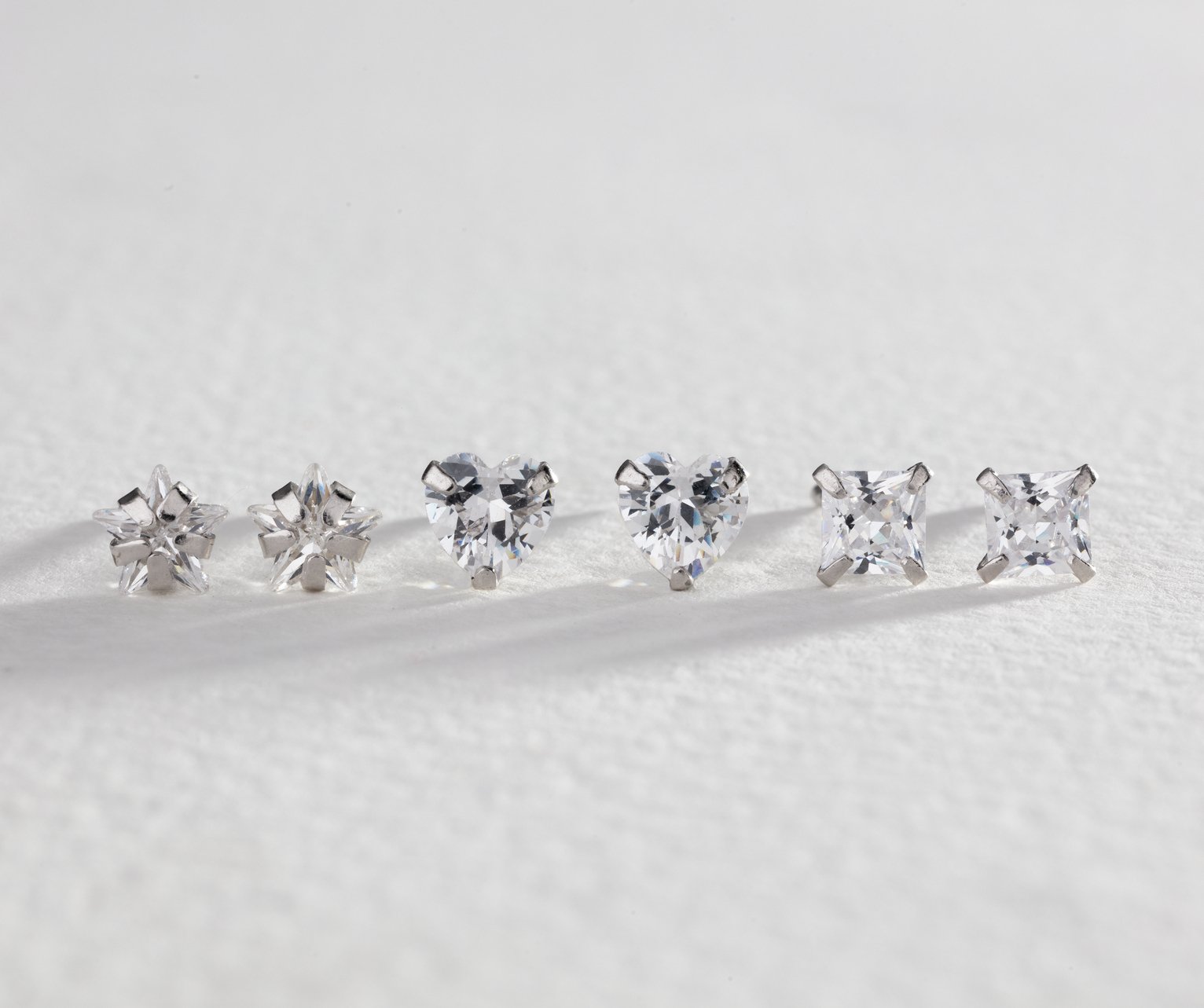Revere Sterling Silver Cubic Zirconia Studs Set of 3