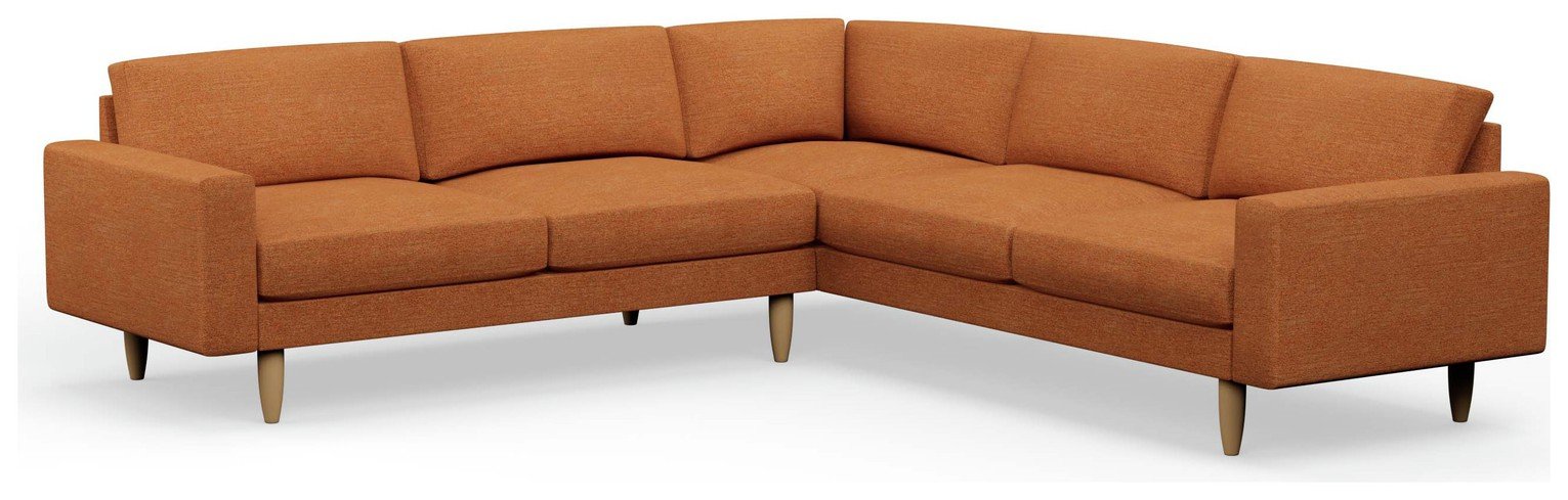 Hutch Fabric Block Arm 7 Seater Corner Sofa - Rust