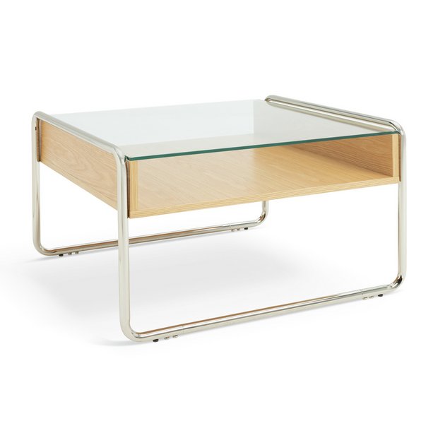 Glass and oak coffee table discount