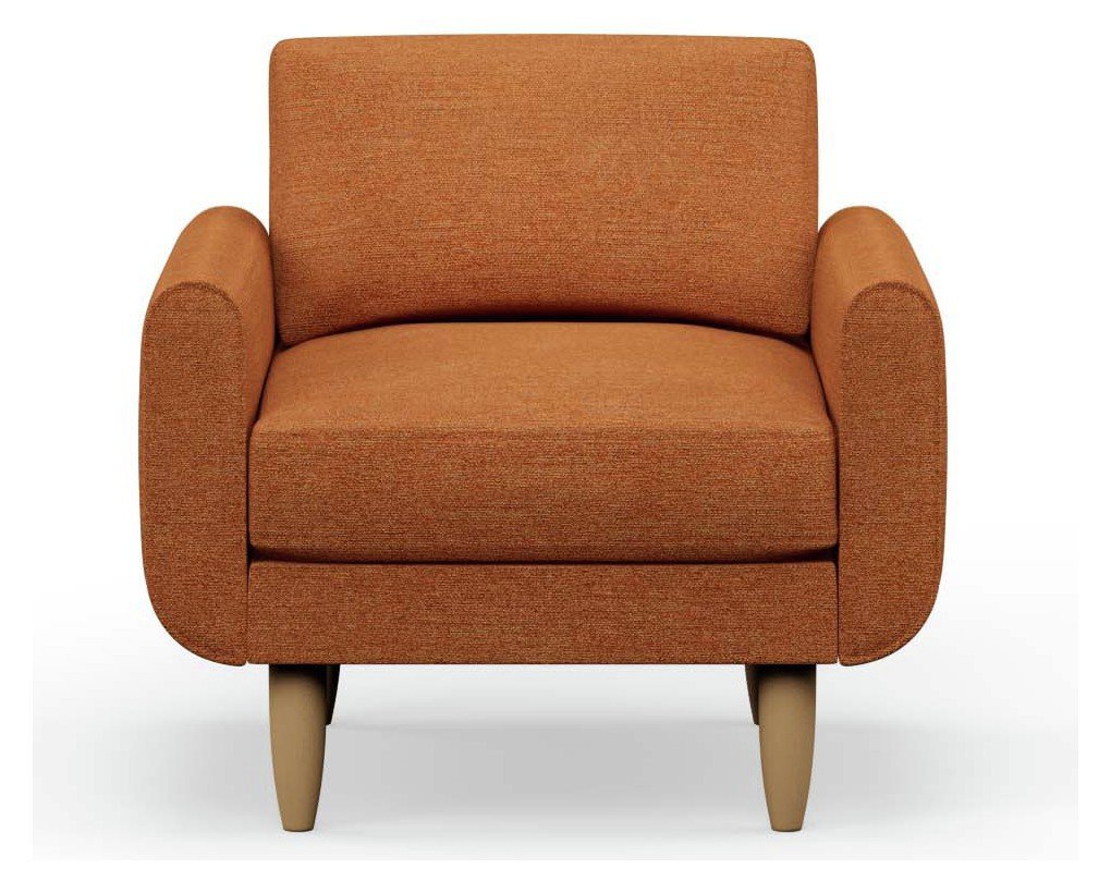 Hutch Fabric Round Arm Armchair - Rust