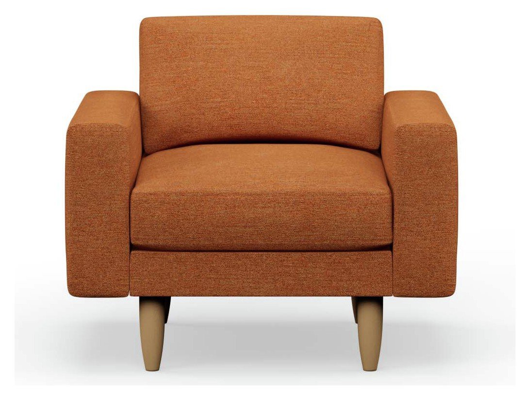 Hutch Fabric Block Arm Armchair - Rust