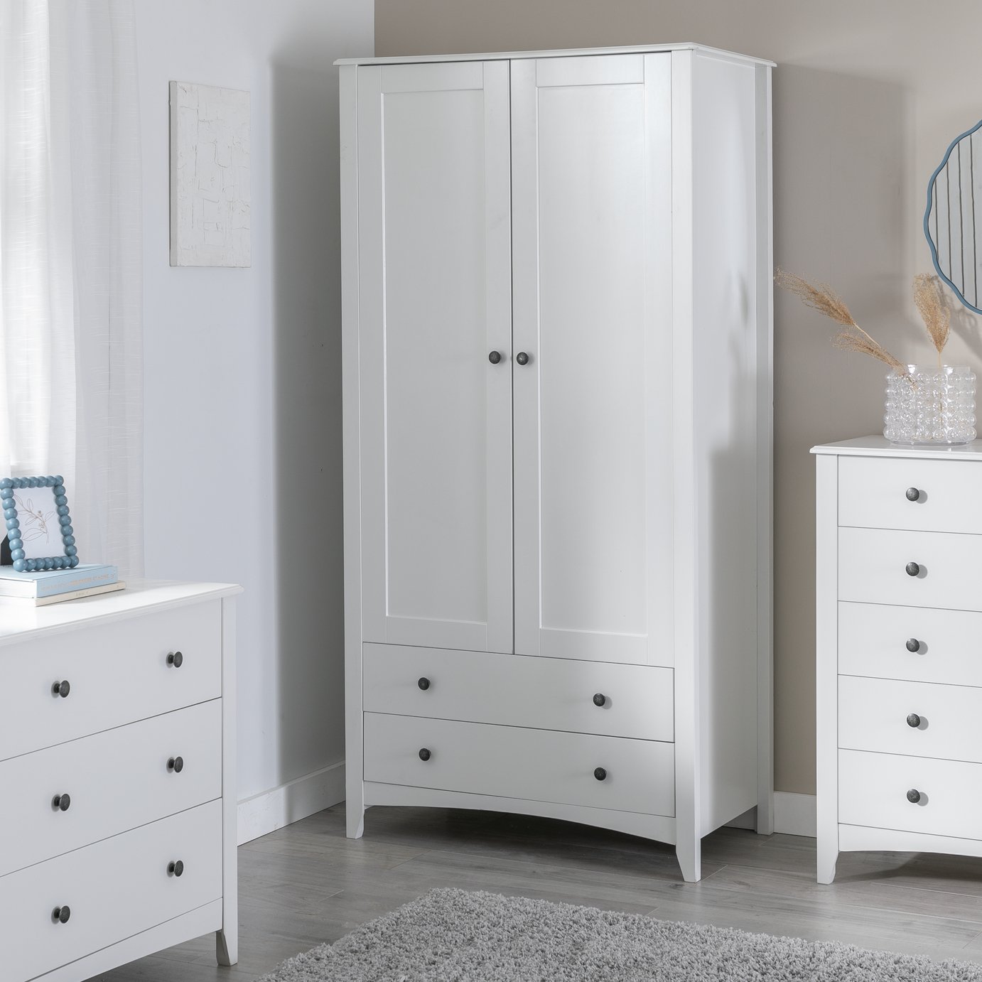 Habitat Minato 2 Door 2 Drawer Wardrobe - White