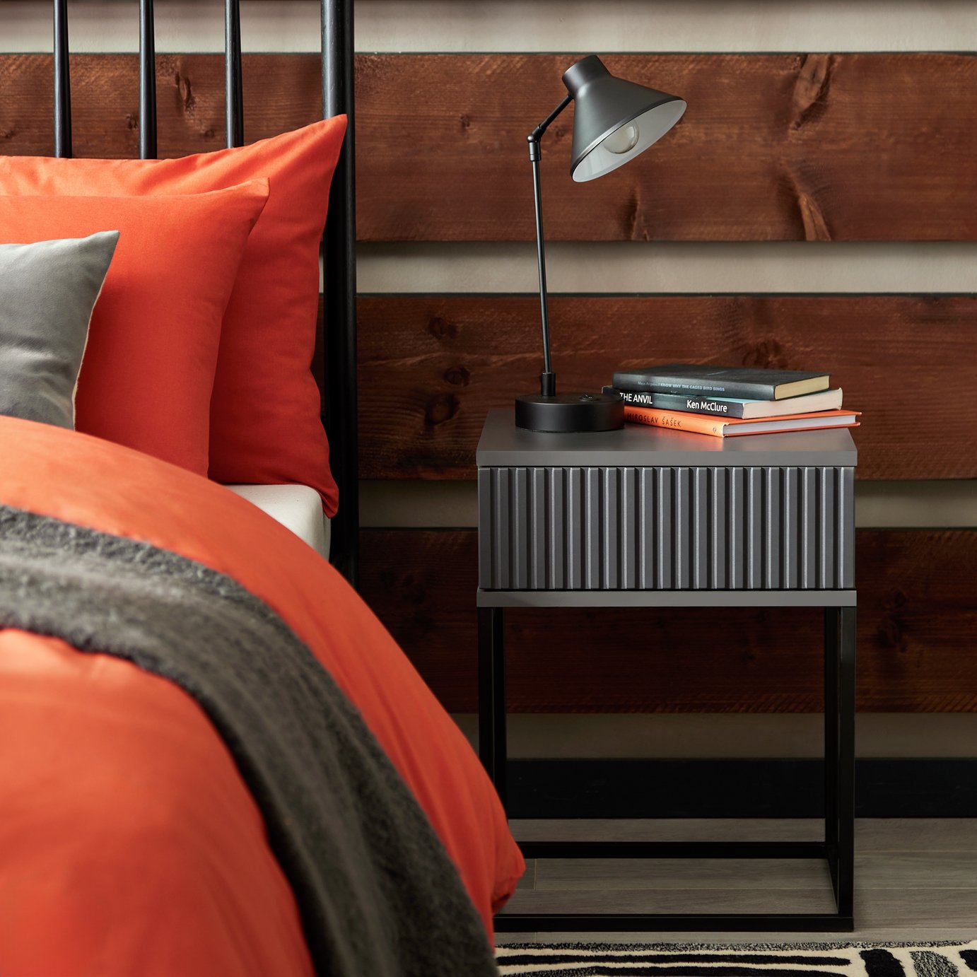 Habitat Digby 1 Drawer Bedside Table - Anthracite