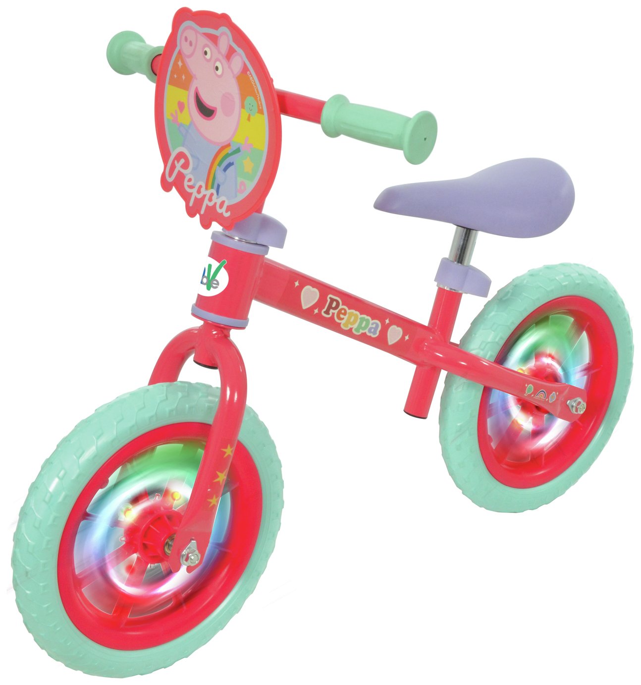 Peppa Pig 12inch Kids Balance Bike with Light Up Wheels