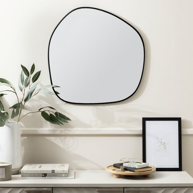 Buy Habitat Black Asymmetric Wall Mirror 60x60cm Wall mirrors Argos