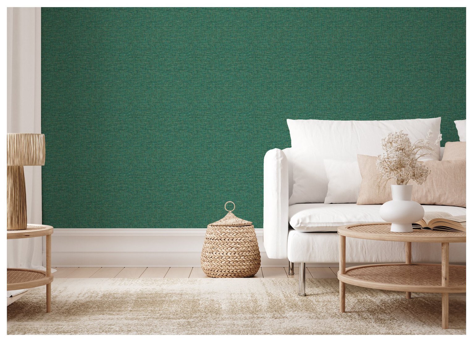 Esselle Home Weave Emerald Green and Gold Wallpaper