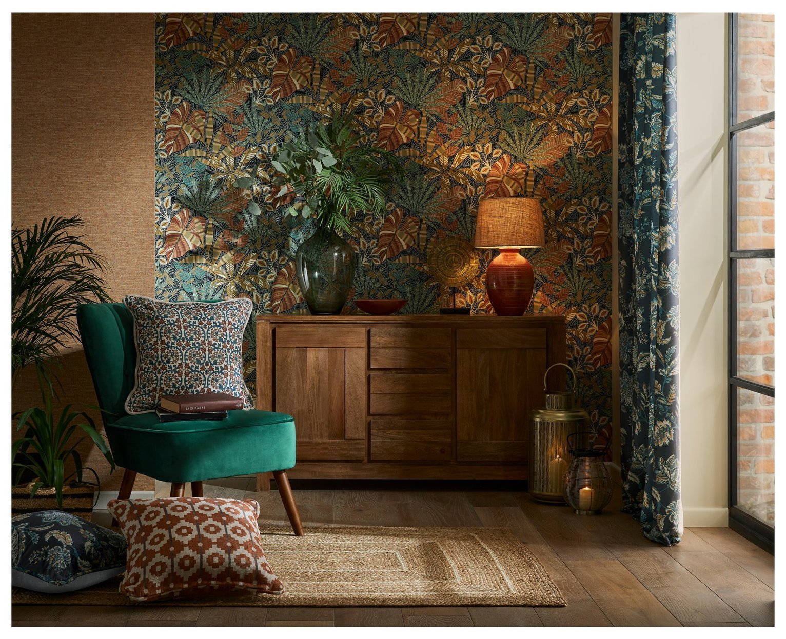 Esselle Home Plain and Teaxtured Weave Orange Wallpaper