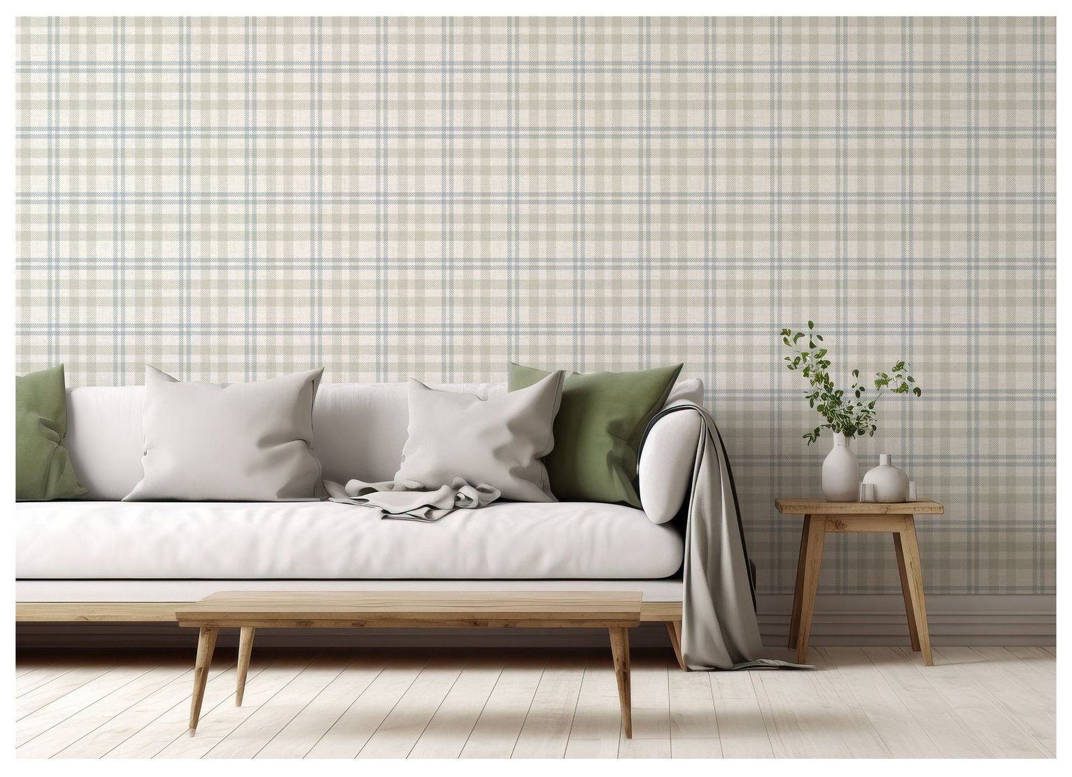 Arthouse Check Cream Wallpaper