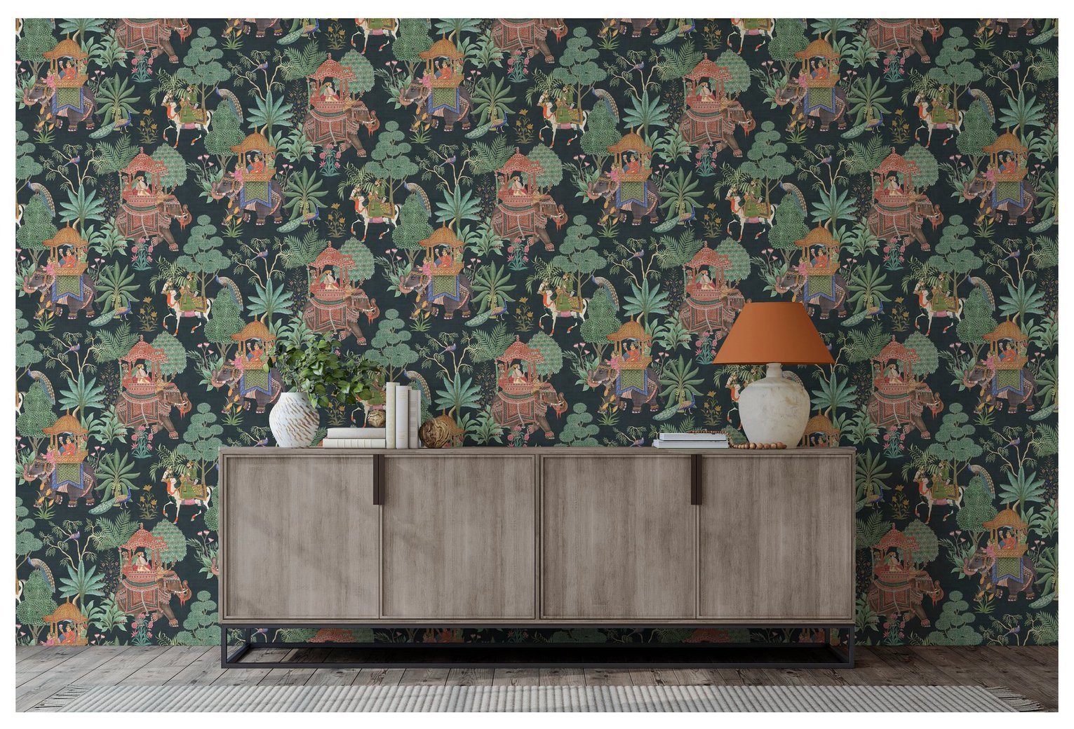 Esselle Home Emperors Garden Black Multi Wallpaper