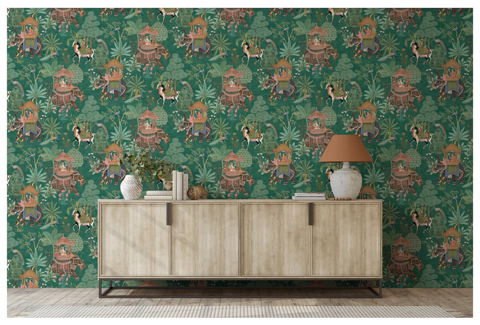 Esselle Home Emperors Garden Emerald Multi Wallpaper