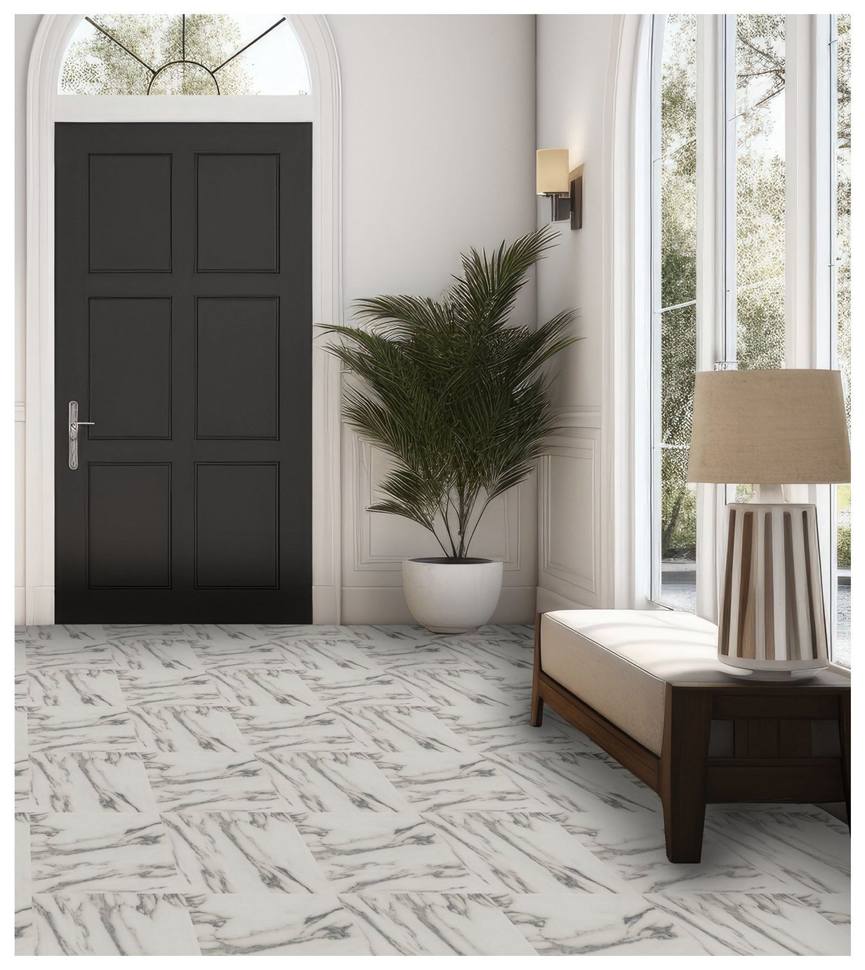 Arthouse Carrara Marble Floor Tile Grey 