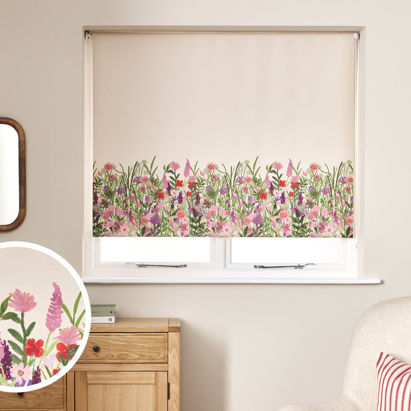 Argos Home Floral Garden Blackout Cream Roller Blind - 180cm