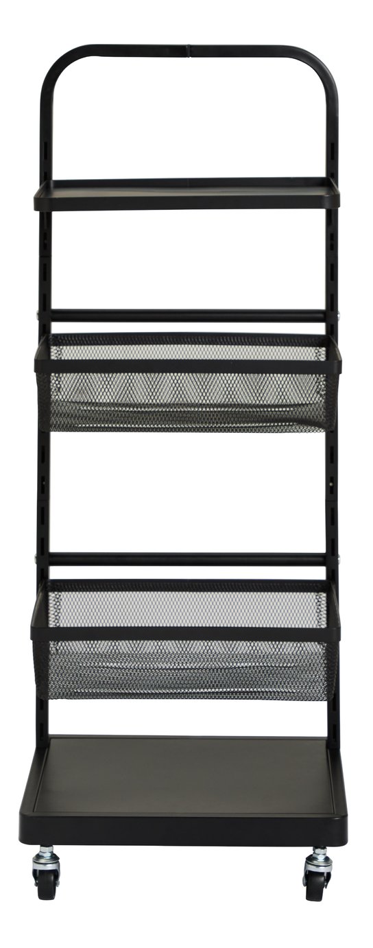 Argos Home Adjustable 3 Tier Kitchen Storage Trolley - Black