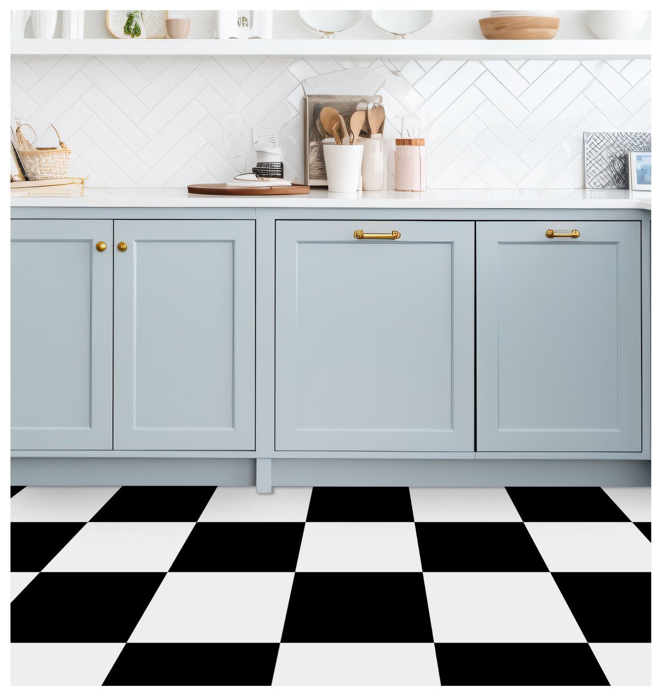 Arthouse Checkboard Black n White Floor Tile Wallpaper