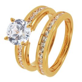 Revere 9ct Gold Plated Cubic Zirconia Bridal Ring Set