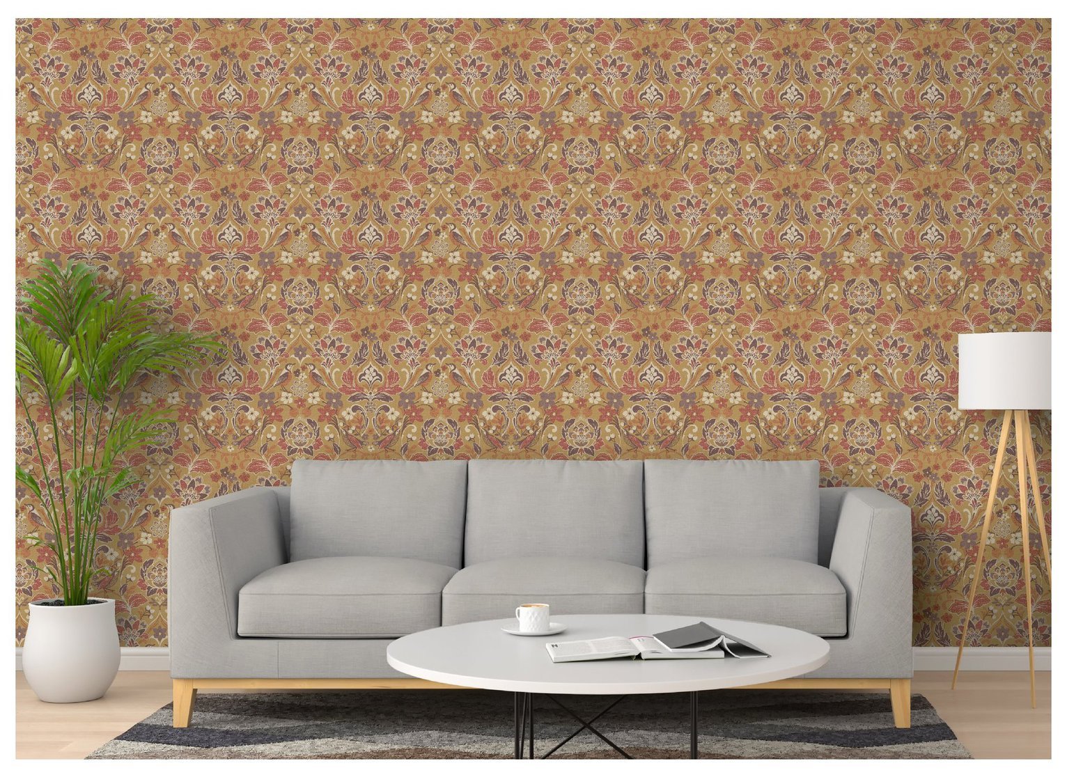 Arthouse Folk Floral Ochre Wallpaper