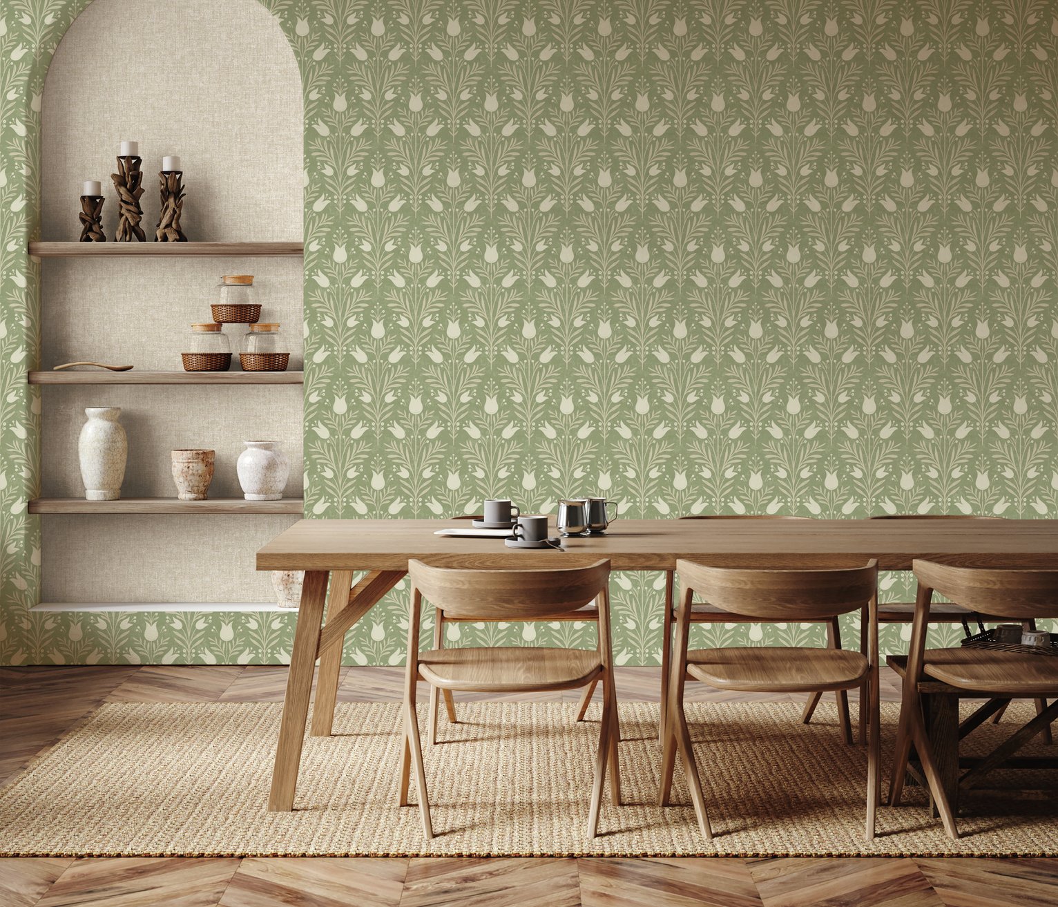 Esselle Home Tulip Green Wallpaper