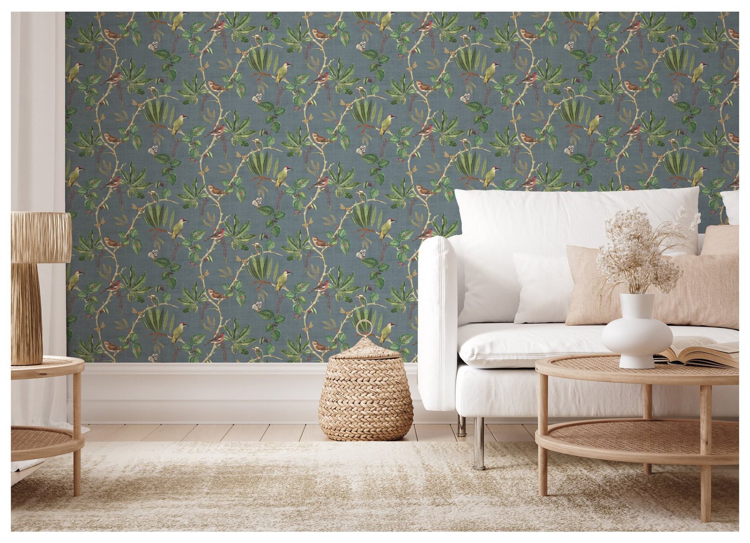 Esselle Home Hill Top Garden Slate Blue Wallpaper
