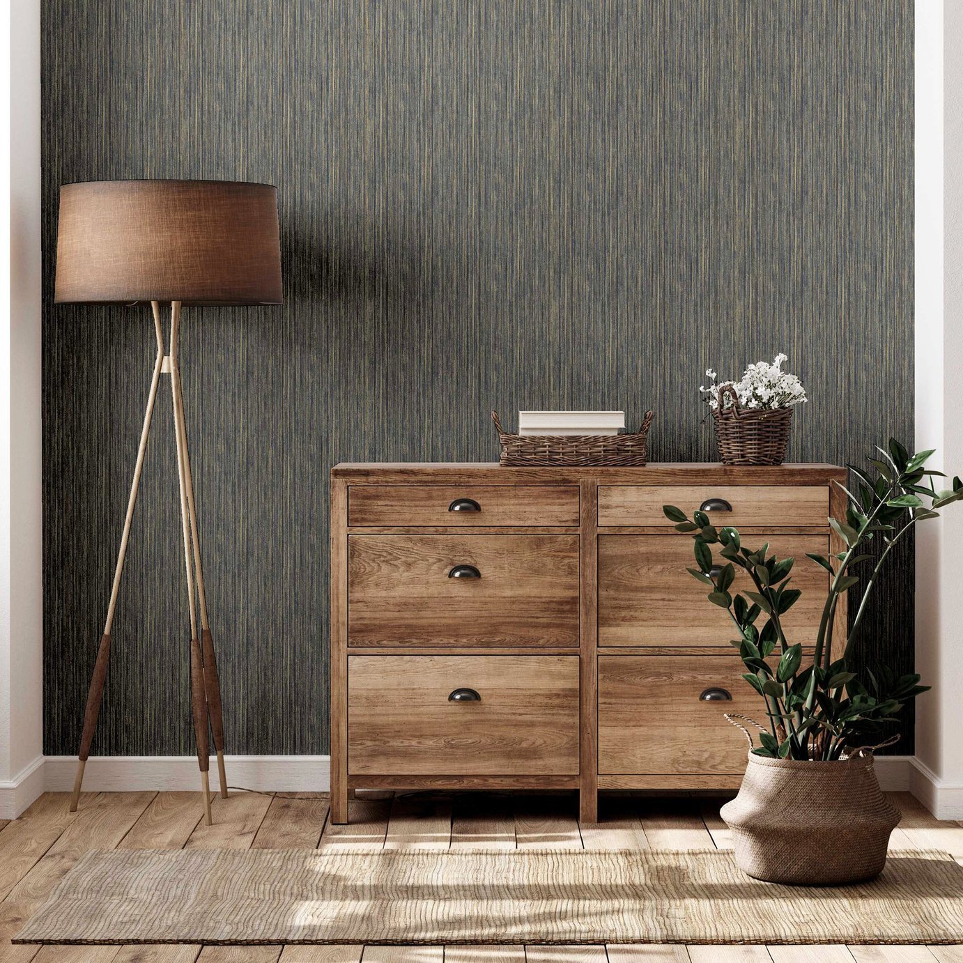 Arthouse Grasscloth Navy Wallpaper