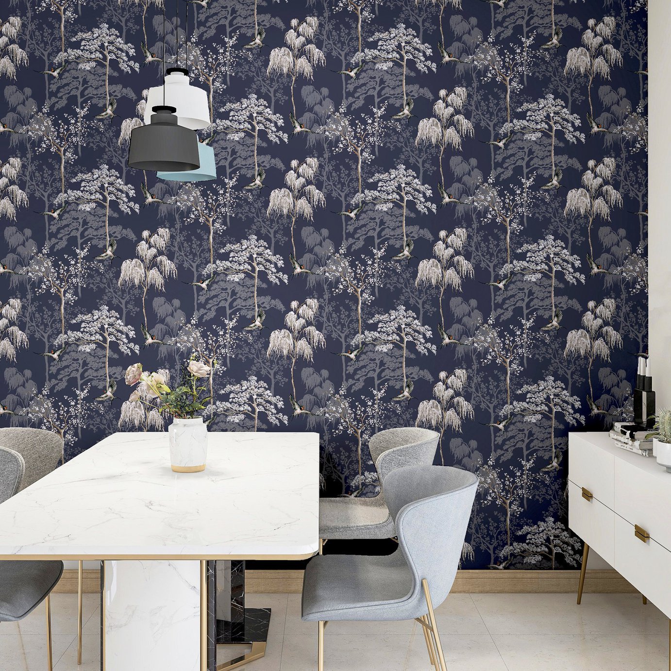 Arthouse Garden Blue Wallpaper