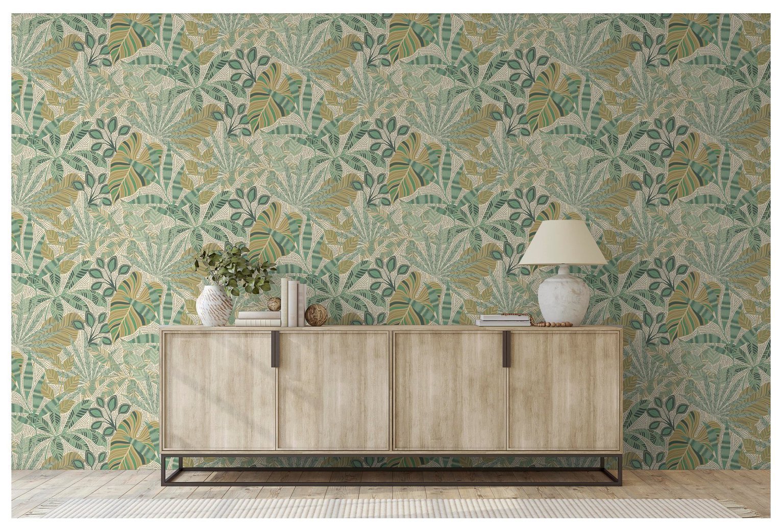 Esselle Home Kirra Leaf Circus Green Wallpaper