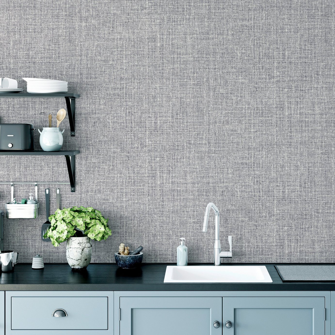Arthouse Luxe Hessian Mid Grey Wallpaper