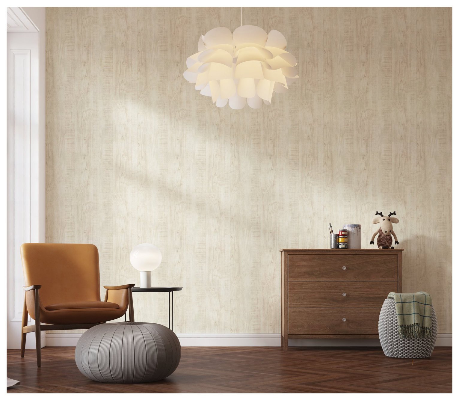 Arthouse Luxe Timber Ivory Wallpaper