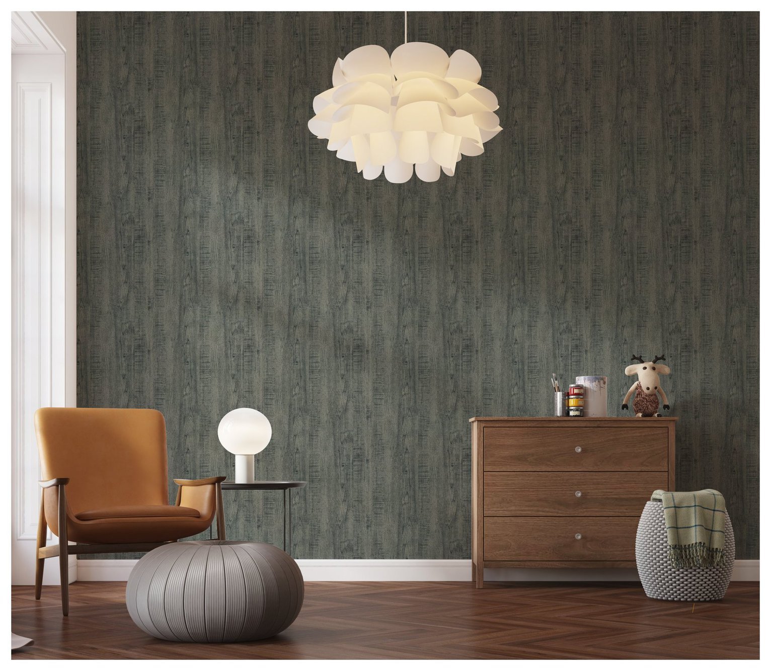 Arthouse Luxe Timber Silver Wallpaper